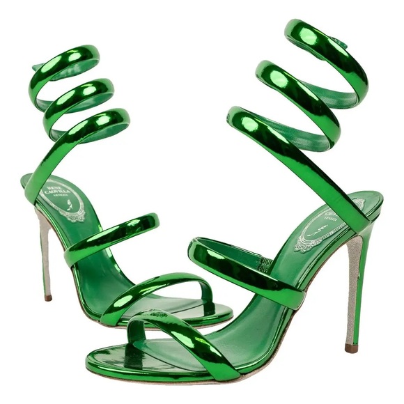 Rene Caovilla Green Mirror Spiral Strap Sandals - Picture 5 of 5